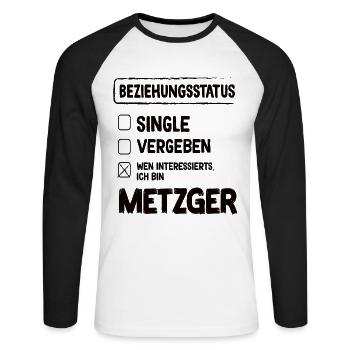Butcher Relationship Status Butcher Butcher - Unisex Long Sleeve Baseball T-Shirt - white/black - Front - Nik (191cm)