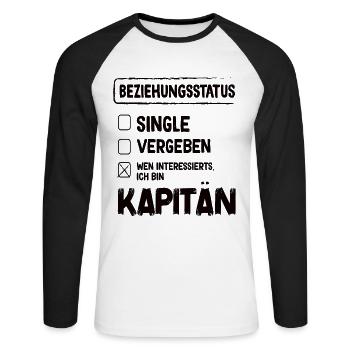 Kapitän Beziehungsstatus Kapitän Boot Segeln - Unisex Baseballshirt langarm - Weiß/Schwarz - Vorne - Nik (191cm)