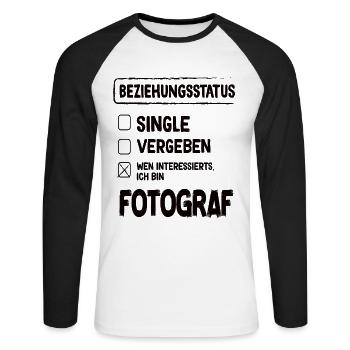 Photographer Relationship Status - Unisex Long Sleeve Baseball T-Shirt - white/black - Front - Nik (191cm)