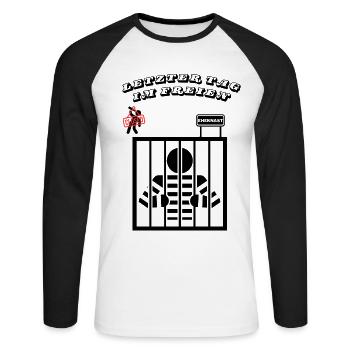Letzter tag 1 - Unisex Baseballshirt langarm - Weiß/Schwarz - Vorne - Nik (191cm)