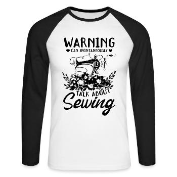 Avertissement peut spontanément parler de couture - T-shirt baseball manches longues Homme - blanc/noir - Devant - Nik (191cm)