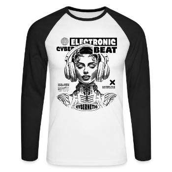 Hypnotic Techno T-Shirt: Space Princess Design - Unisex Long Sleeve Baseball T-Shirt - white/black - Front - Nik (191cm)