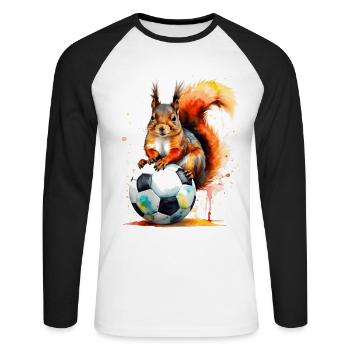 Écureuil Football Coloré Allemagne Design Print - T-shirt baseball manches longues Homme - blanc/noir - Devant - Nik (191cm)
