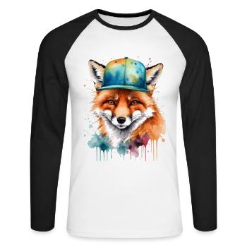 Casquette Fox Snapback Cool Animal Design Print - T-shirt baseball manches longues Homme - blanc/noir - Devant - Nik (191cm)