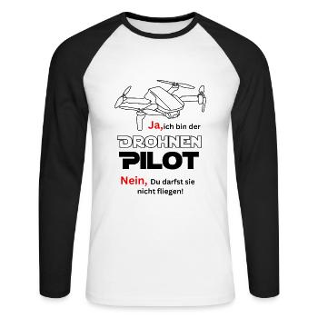 Drone Pilot - Unisex Long Sleeve Baseball T-Shirt - white/black - Front - Nik (191cm)