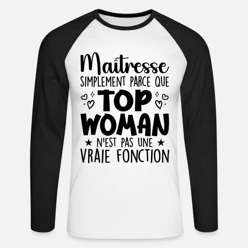Mistress Top Donna - Regalo Padrona - Maglia da baseball a manica lunga da uomo - bianco/nero