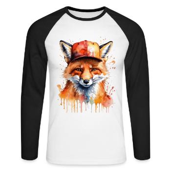 Casquette Fox Snapback Cool Animal Design Print - T-shirt baseball manches longues Homme - blanc/noir - Devant - Nik (191cm)
