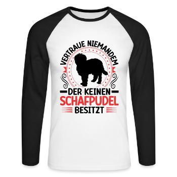 Sheep Poodle I own a herding poodle - Unisex Long Sleeve Baseball T-Shirt - white/black - Front - Nik (191cm)