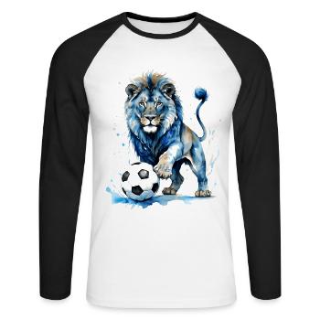 Lion Football Coloré Angleterre Animal Design Imprimer - T-shirt baseball manches longues Homme - blanc/noir - Devant - Nik (191cm)