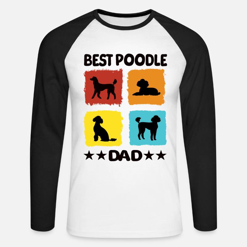 Best Poodle Dad - Unisex Baseballshirt langarm - Weiß/Schwarz
