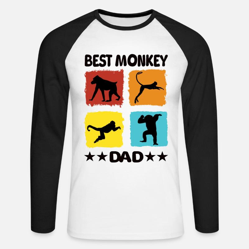 Best Monkey Dad - Unisex Baseballshirt langarm - Weiß/Schwarz
