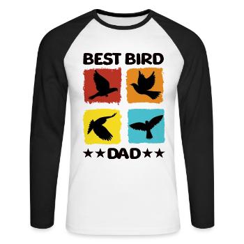 Meilleur papa oiseau - T-shirt baseball manches longues Homme - blanc/noir - Devant - Nik (191cm)