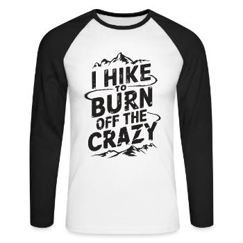 Je fais de la randonnée pour brûler la folle randonnée de camping drôle - T-shirt baseball manches longues Homme - blanc/noir - Devant - Nik (191cm)