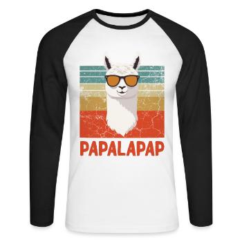 Funny Llama Dad Perfect Father's Day Design - Unisex Long Sleeve Baseball T-Shirt - white/black - Front - Nik (191cm)
