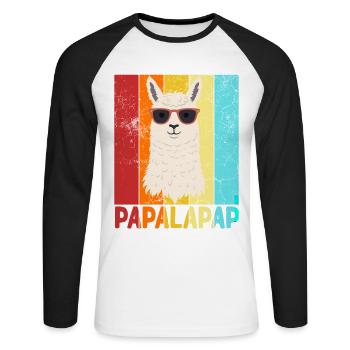 Funny Llama Dad Papalapap Perfect Father's Day - Unisex Long Sleeve Baseball T-Shirt - white/black - Front - Nik (191cm)