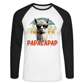 Funny Llama Dad Papalapap Perfect Father's Day - Unisex Long Sleeve Baseball T-Shirt - white/black - Front - Nik (191cm)