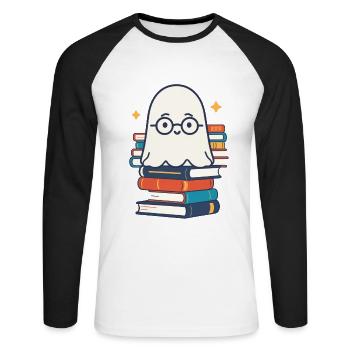 Book Lover Style Cute Bookish Design - Unisex Long Sleeve Baseball T-Shirt - white/black - Front - Nik (191cm)