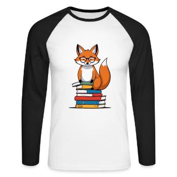 Cute Book Lover Funny Books Design - Unisex Long Sleeve Baseball T-Shirt - white/black - Front - Nik (191cm)