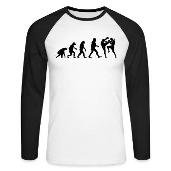 Muay Thai Evolution Muay Thai Fighter - Unisex Baseballshirt langarm - Weiß/Schwarz - Vorne - Nik (191cm)