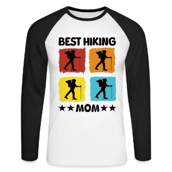 Best Hiking Mom - Unisex Long Sleeve Baseball T-Shirt - white/black - Front - Nik (191cm)