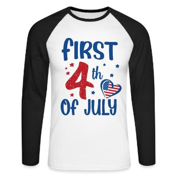 First 4th of July Independence Day America - Unisex Long Sleeve Baseball T-Shirt - white/black - Front - Nik (191cm)