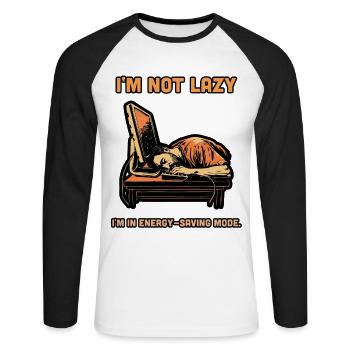 Fauler Programmierer Humor Energiesparmodus Lustig - Unisex Baseballshirt langarm - Weiß/Schwarz - Vorne - Nik (191cm)