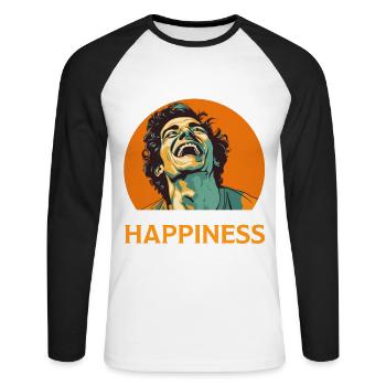 Ich leide unter chronischem Glück Lustiger Mann Lachen - Unisex Baseballshirt langarm - Weiß/Schwarz - Vorne - Nik (191cm)