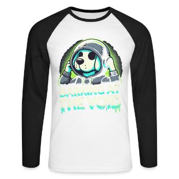 Emo Dog Gothic Dog Lover Emo Fashion Goth Style - Unisex Long Sleeve Baseball T-Shirt - white/black - Front - Nik (191cm)