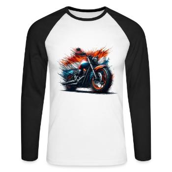 Dutch colors motorcycle shirts, motorcycle - Unisex Long Sleeve Baseball T-Shirt - white/black - Front - Nik (191cm)