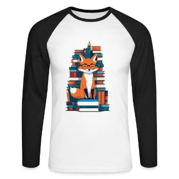 Niedlicher Buch Liebhaber Lustiger Bücherwurm - Unisex Baseballshirt langarm - Weiß/Schwarz - Vorne - Nik (191cm)