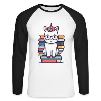 Einhorn Fantasie Geschichten Süßer Einhorn - Unisex Baseballshirt langarm - Weiß/Schwarz - Vorne - Nik (191cm)