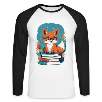 Niedlicher Buch Liebhaber Lustiger Bücherwurm - Unisex Baseballshirt langarm - Weiß/Schwarz - Vorne - Nik (191cm)