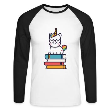 Einhorn Fantasie Geschichten Süßer Einhorn - Unisex Baseballshirt langarm - Weiß/Schwarz - Vorne - Nik (191cm)