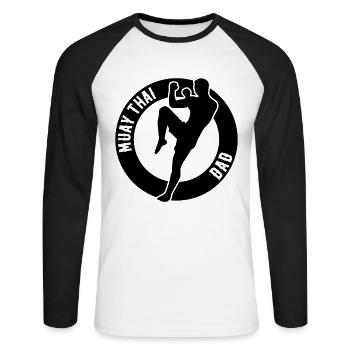 Muay Thai Dad Muay Thai Fighter - Unisex Baseballshirt langarm - Weiß/Schwarz - Vorne - Nik (191cm)