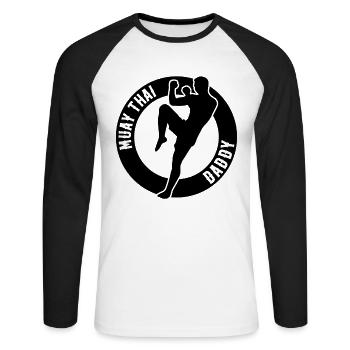 Muay Thai Daddy Combattant de Muay Thai - T-shirt baseball manches longues Homme - blanc/noir - Devant - Nik (191cm)