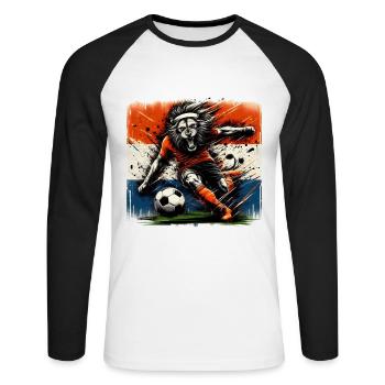 Dutch Pride Football Dutch Lion vintage - T-shirt baseball manches longues Homme - blanc/noir - Devant - Nik (191cm)