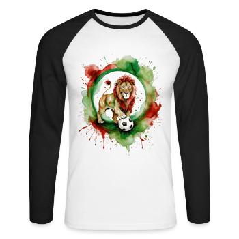 Lion Football Colorful Italy Animal Design Print - Unisex Long Sleeve Baseball T-Shirt - white/black - Front - Nik (191cm)