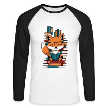 Niedlicher Buch Liebhaber Lustiges Bücher Design - Unisex Baseballshirt langarm - Weiß/Schwarz - Vorne - Nik (191cm)