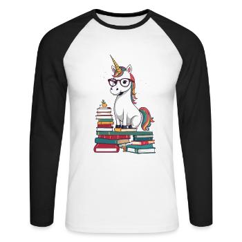 Unicorn Fantasy Stories Magical Unicorns - Unisex Long Sleeve Baseball T-Shirt - white/black - Front - Nik (191cm)