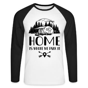 La maison est là où nous la garons Camping Camper - T-shirt baseball manches longues Homme - blanc/noir - Devant - Nik (191cm)