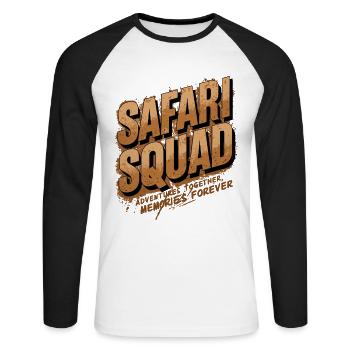 Safari Squad Adventures Together Memories Forever - Unisex Long Sleeve Baseball T-Shirt - white/black - Front - Nik (191cm)