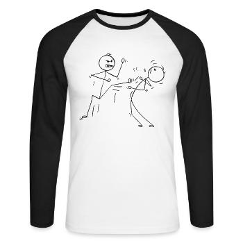 Drôle de karaté Bâton de karaté combattants - T-shirt baseball manches longues Homme - blanc/noir - Devant - Nik (191cm)