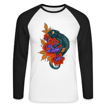 Panthère Voilée Chamaeleonidae Amant Caméléon - T-shirt baseball manches longues Homme - blanc/noir - Devant - Nik (191cm)