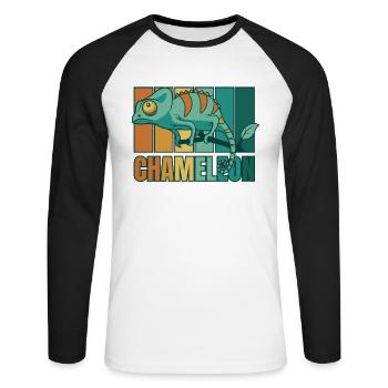 Panthère rétro voilée Chamaeleonidae amant - T-shirt baseball manches longues Homme - blanc/noir - Devant - Nik (191cm)