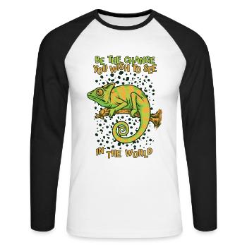 Sei die Veränderung, die du dir wünschst Veiled Panther - Unisex Baseballshirt langarm - Weiß/Schwarz - Vorne - Nik (191cm)