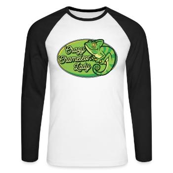 Chaméléon fou Lady Panther voilé - T-shirt baseball manches longues Homme - blanc/noir - Devant - Nik (191cm)