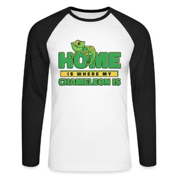 Home Is Where My Chameleon Is Veiled Panther - Unisex Long Sleeve Baseball T-Shirt - white/black - Front - Nik (191cm)