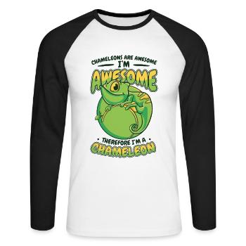 Par conséquent, je suis un amant voilé de panthère caméléon - T-shirt baseball manches longues Homme - blanc/noir - Devant - Nik (191cm)