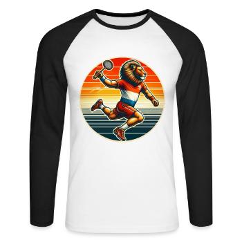 Badminton players and proud Dutch people - Unisex Long Sleeve Baseball T-Shirt - white/black - Front - Nik (191cm)