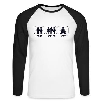 Gut Besser Beste Buddhismus Buddhist Symbol Statue - Unisex Baseballshirt langarm - Weiß/Schwarz - Vorne - Nik (191cm)